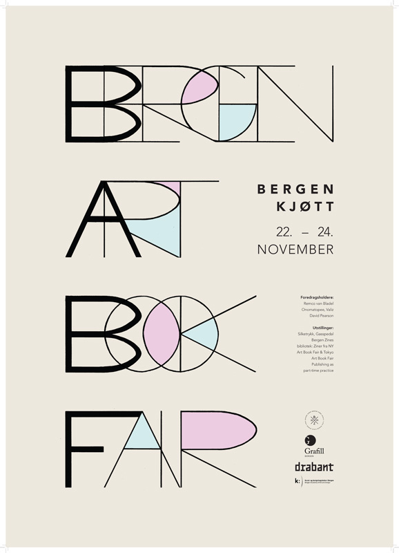 Bergen art book Fair poster hand drawn typo font avenir geometric design Andreas Servan khib