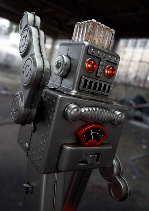 3D FStorm robot metal rust dust toy spaceman tin robot