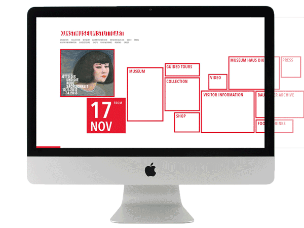 Screen Design Kunstmuseum identity germany stuttgart Website redesign