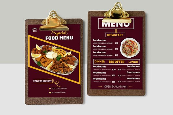 restaurant menu card design template