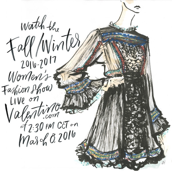 Handlettering fashion illustration valentino Draw a Dot drawadotvalentino fashion show ink pastel Marker