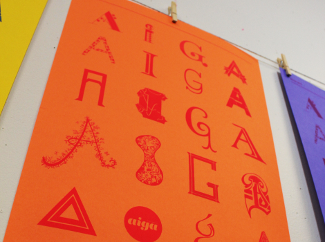 aiga screenprint ink letters Custom type posters print designlioness bright