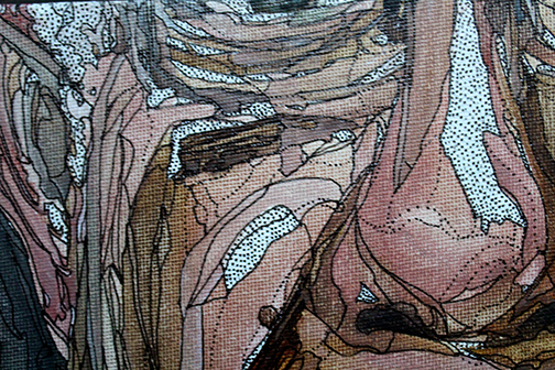 acrylic on canvas ink detail Line Work a series Abstract Art