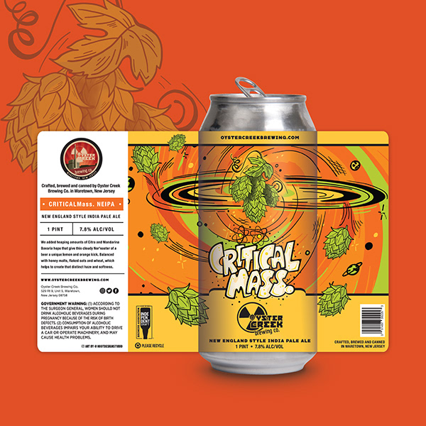 Oyster Creek Brewing | Critical Mass IPA Beer Label