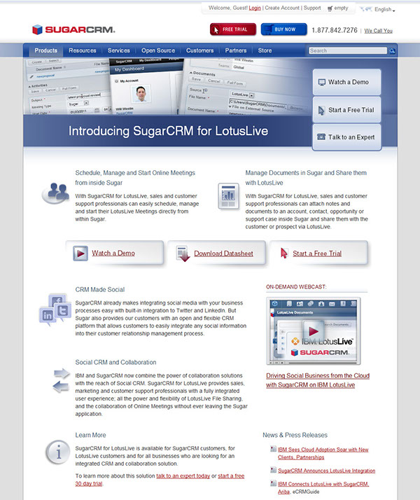 open source CRM software crporate website cloud computing UX design