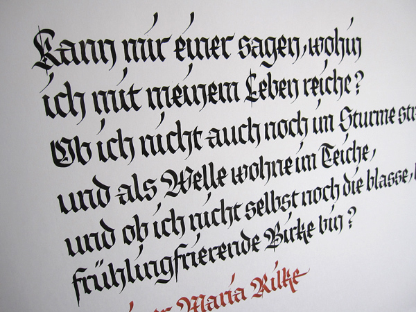 broad nib Fraktur poem Rainer Maria Rilke