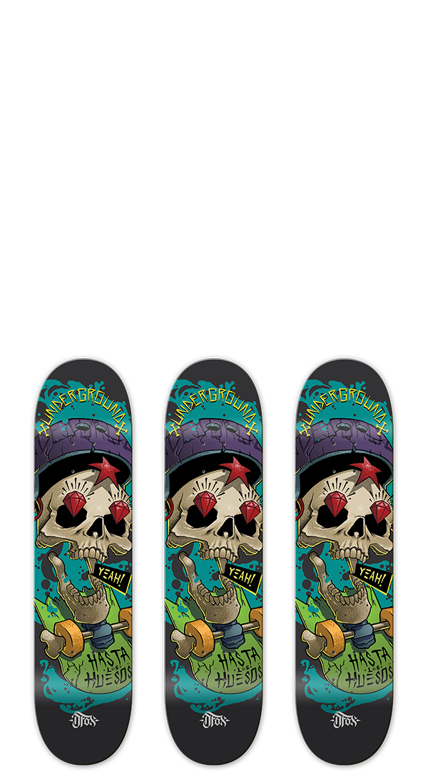 skull undergound skate diamond  star color digital art lettering shirt appereal deck