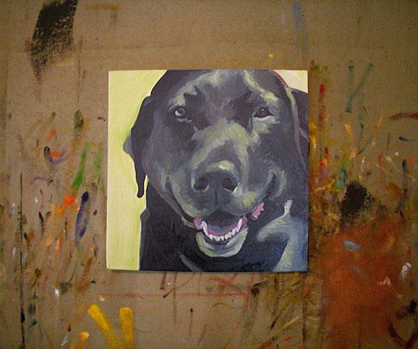 dog oil fundraiser booklet cover Oil Painting 14"x14" canvas