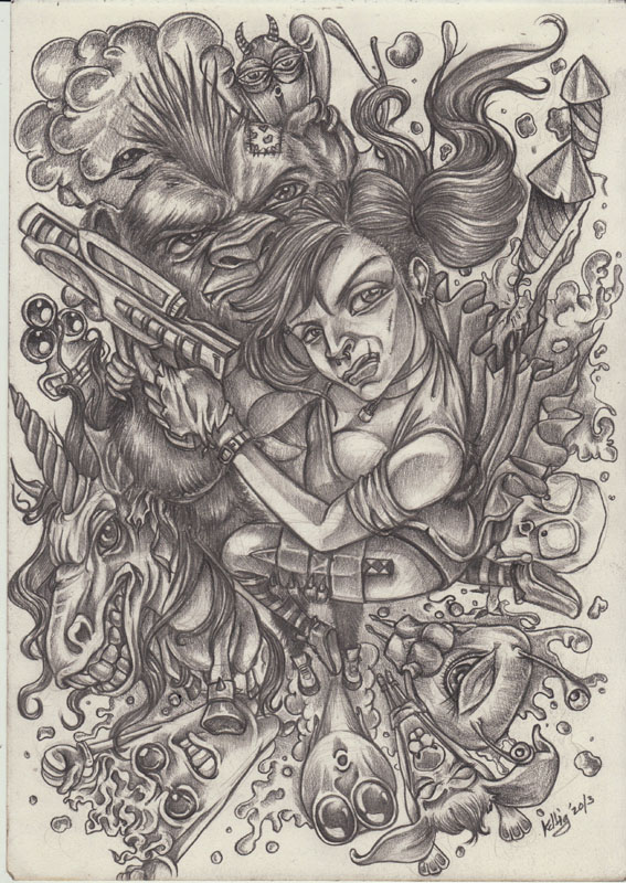 Rebel Girl girl illustration kdlig graphite sketch surrealism surreal art Pencil Art