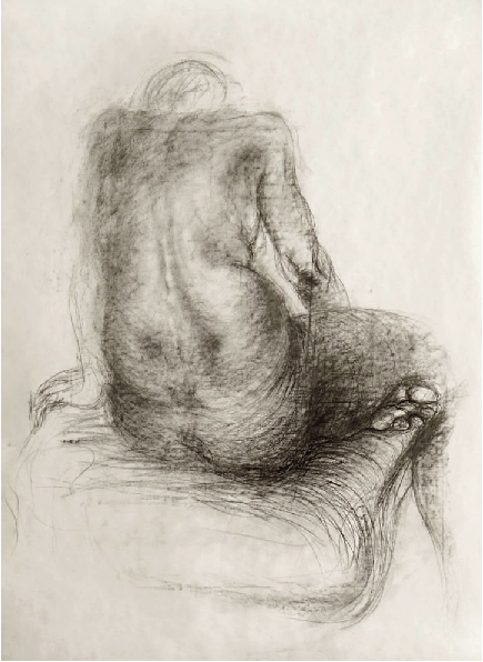 nude life drawing human body core hyporbole expressive drawing