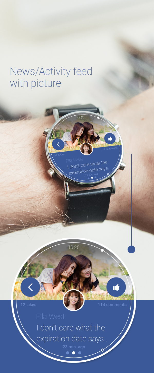 smart watch concept design ui design UX design design app android social google Motorola 360 iwatch UI ux user interface