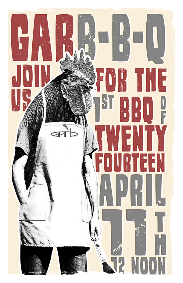 Poster Design BBQ chicken collage type vintage