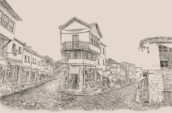 Gjirokastër Albania - Old City Drawing