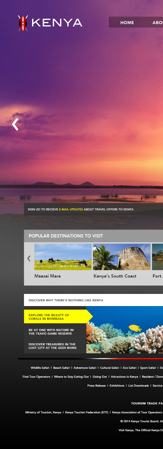 Website tourism kenya wildlife concept