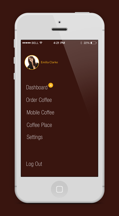 Coffee app ios iphone ios7 iOS 7 UI flatui map shopping cart dashboard Chat
