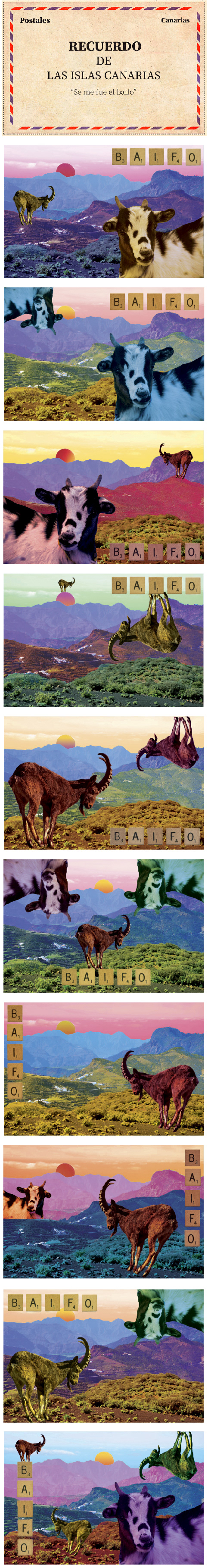 baifo collage color design Gran Canaria spain coat cute graphic design  postal