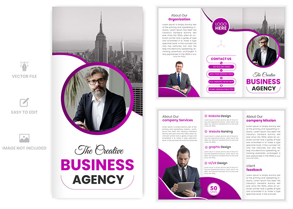 Corporate business agency trifold brochure template