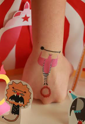 Circus Fun doodle color clown lion Magic   seal agata krolak  ulala tattoo temporary tattoo tattoo design Gumtoo