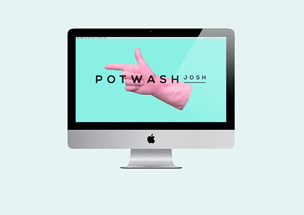 pot wash  brand identity Corporate Identity Self Promotion brand ID Stationery stationary rubber glove colours art simplistic Retro simple business card