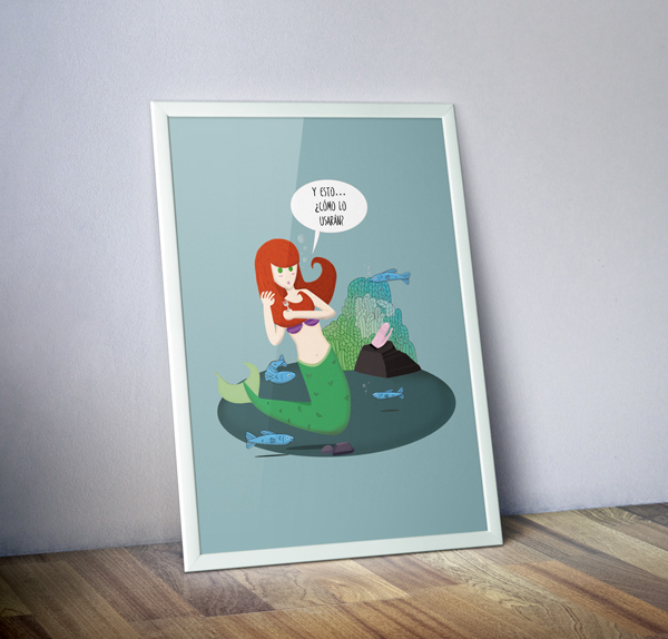 fishes sea water The Little Mermaid dildo Fun funny mermaid ARIEL poster