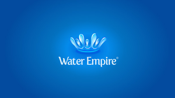 water drop making a crow blue logo with 3d effect