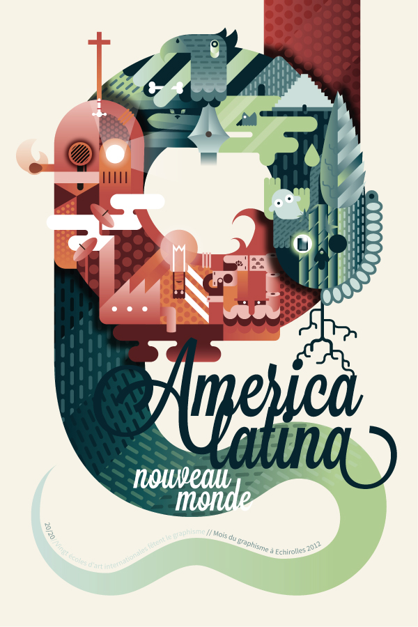 poster america latina snake ouroboros Nature city industry