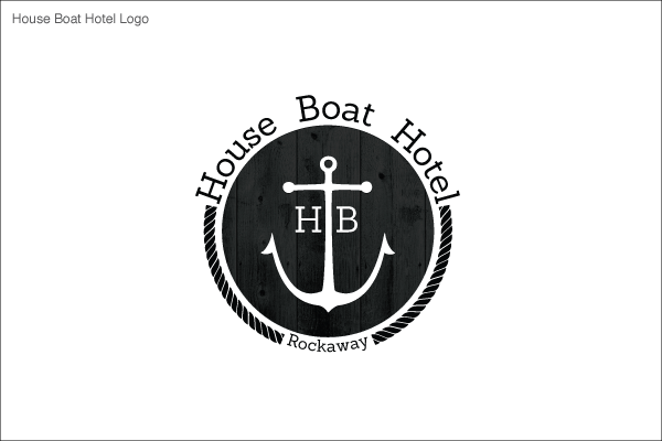 logo design graphic house boat boat nautical Brand ID identity wood hotel
