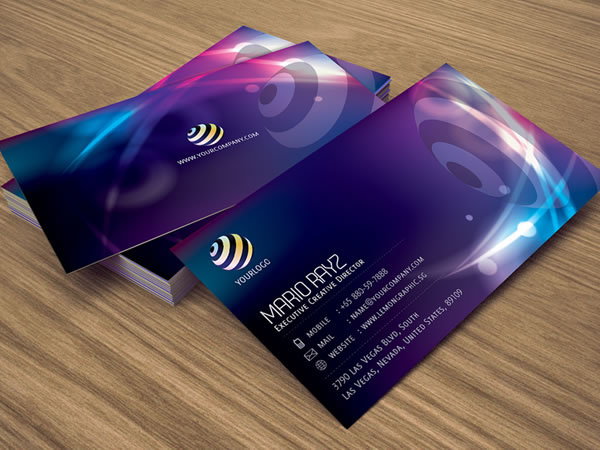 electronica business card corporate card Name card identity night life night disco neon neon light glowing effect fancy