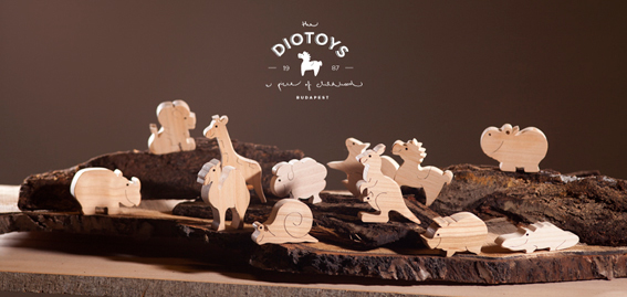 diotoys the diotoys wooden toy toys walnut handmade hungary budapest identity business card silk screen Dio childhood wrapping toys design