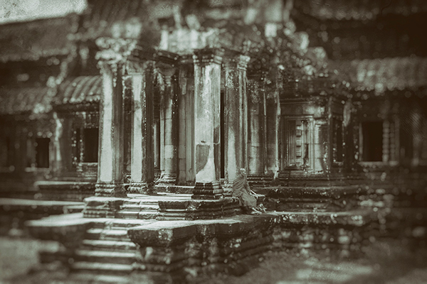 temples angkor Angkor Wat Khmer Cambodia Siem Reap Landscape black and white ruins people
