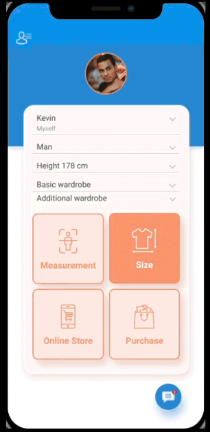 UI ux app ios size measurement onlinestore fitting 3dmodel purchase