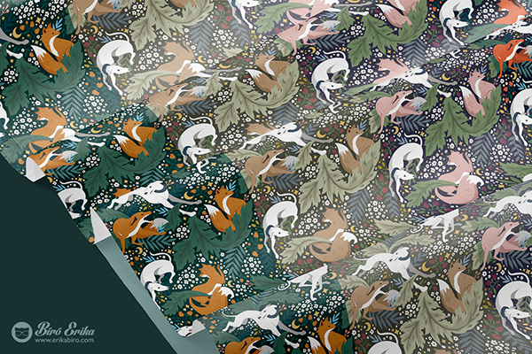 Fox and Hound Pattern design and Illustration