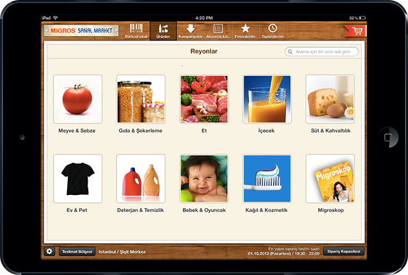 Migros  ipad application Grocery orange wood Shopping ios iPad App app design mobile