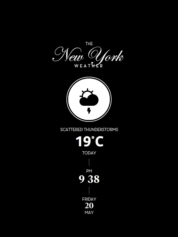 weather screensaver city black White Icon clock
