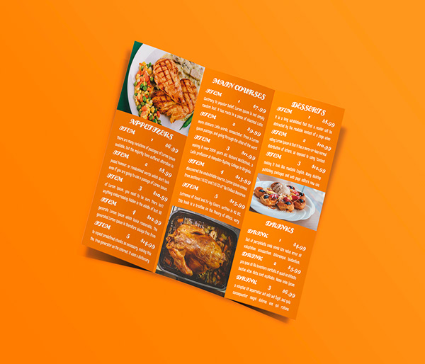 Food restaurant menu brochure design