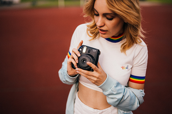 Film   livestyle photoshoot insta 35mm rainbow POLAROID model girl sunset