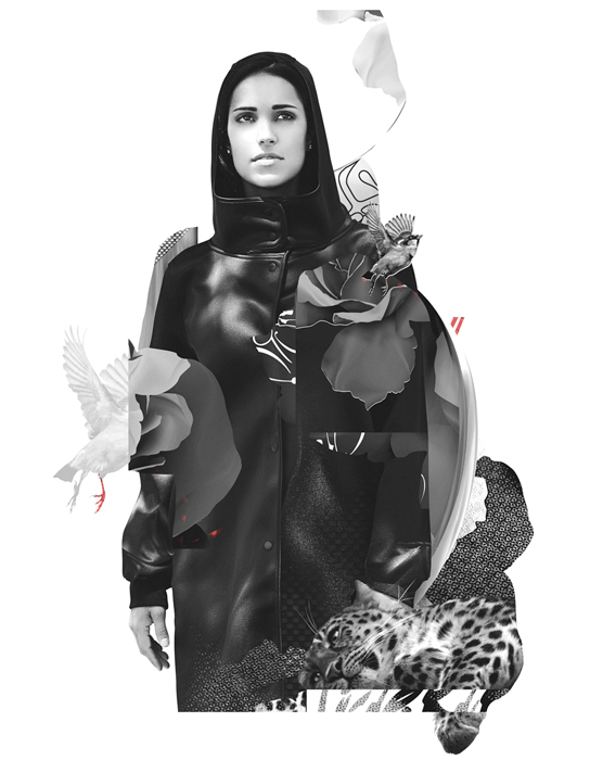 collage black animal composition woman