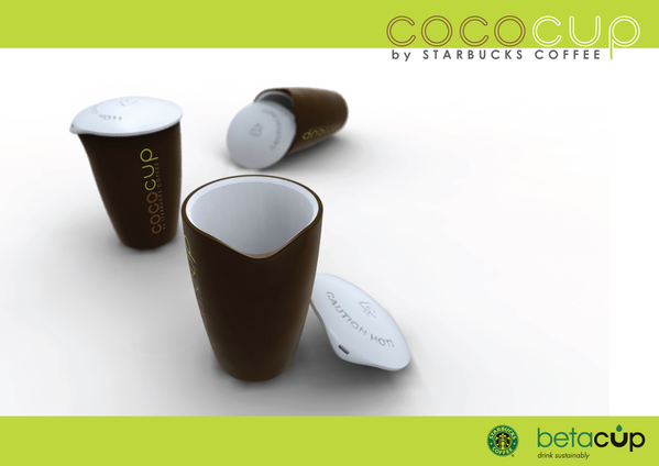cococup contest waste paper Sustainable recycle green eco starbucks Coffee cup lid plastic betacup jovoto Coconut cocobin molding Tropical reusable