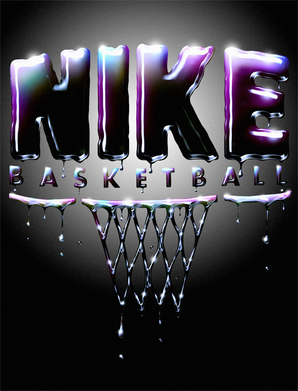 Nike basketball tee shirt shiny glossy collage Shoelace chrome disco Pitchfork altered Zones Retro