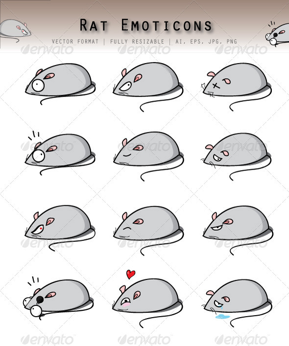 rat rat emoticons emoticons smileys mouse emoticons vector animals expressions Animal Expressions vector cute funny adorable