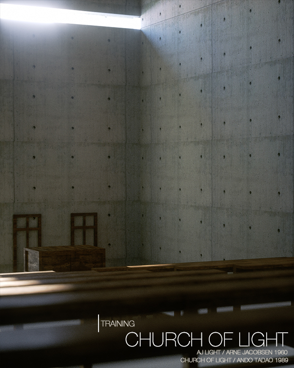 archviz architectural visualization ando tadao church church of light trainning visuallrendering CGI 3d render
