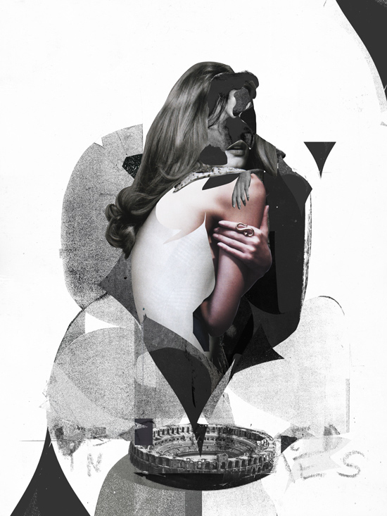 collage artwork modern art Fashion  black White abstract editorial poster