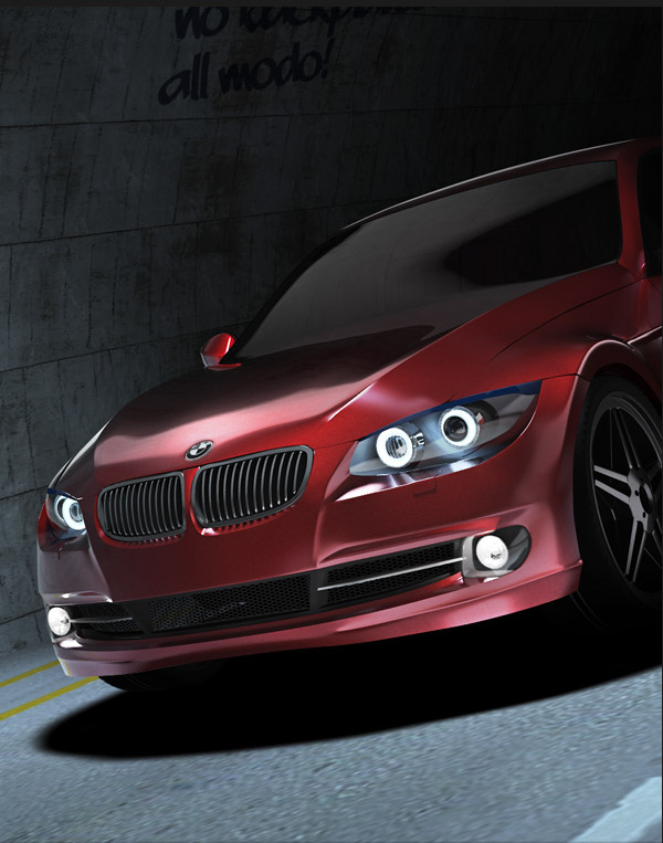car  bmw3 drive night tunnel modo 3D CGI speed Moody Speeding Blurry bmw3