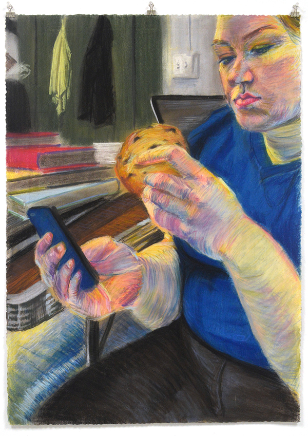 self-portrait pastel cookie cookies chocolate chip Eating  mindless eating stress eating consumption self-portraiture Pastels