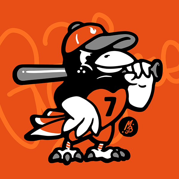 Mascot handdraw oldschool sports paint Style artwork Orioles Baltimore