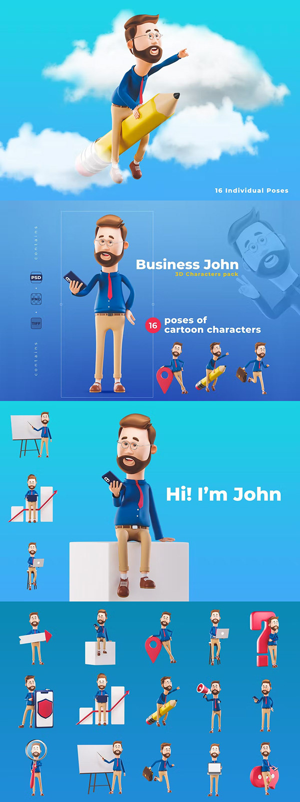 Free - 3D Business Characters Set