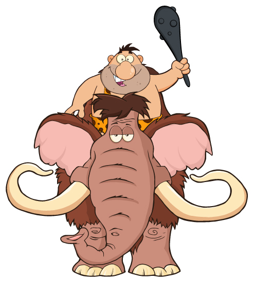 age Ancient animal cartoon cave caveman Character creature Cromagnon elephant mammoth man Mascot neanderthal graphic