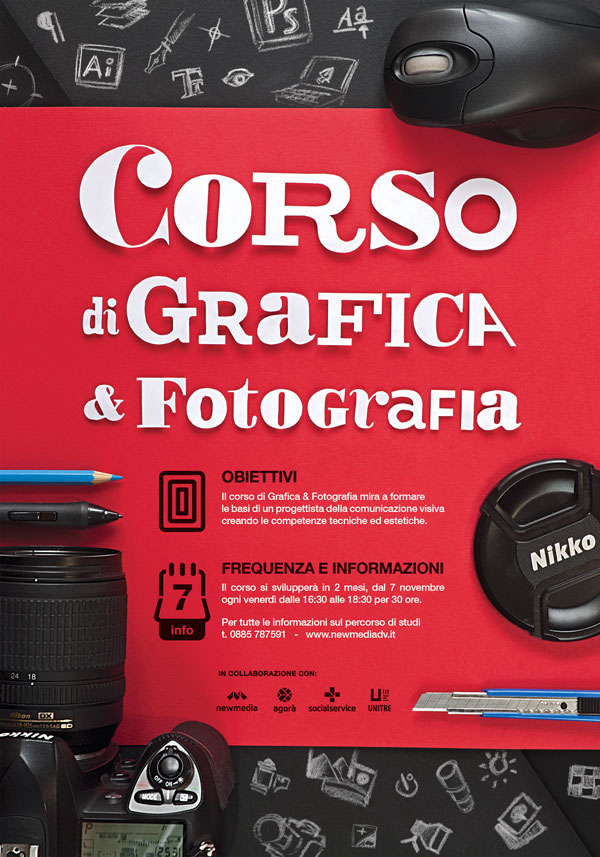 poster typo graphic course photo manifesto Corso grafica Fotografia