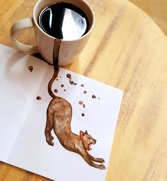 Coffee Cat drink foto watercolor watercolour Food  animal creative