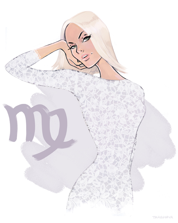 tkachova fashion illustration Cosmopolitan Horoscope zodiac editorial beauty glamour magazine girl
